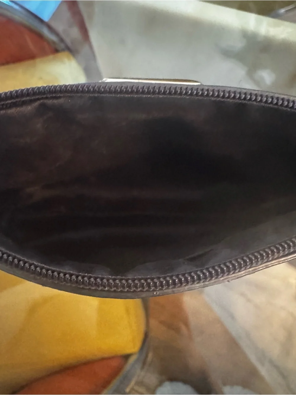 Coach Black Patent Signature Zip Wristlet Cosmetic Pouch